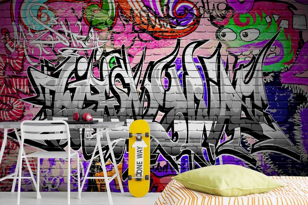 3D Abstract Artistic Graffiti Self-adhesive Removable Wallpaper Murals Wall 166-image