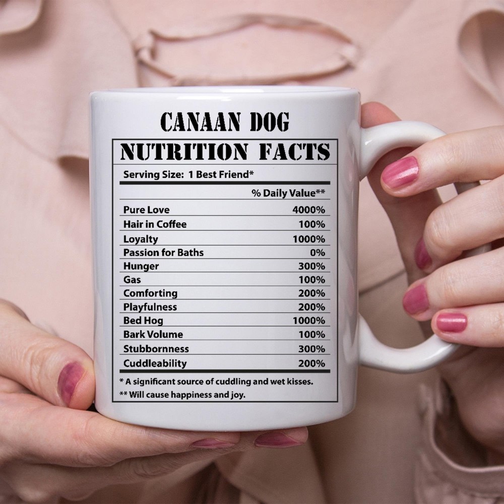 Funny Canaan Dog Gifts Nutritional Facts White Coffee Mug
