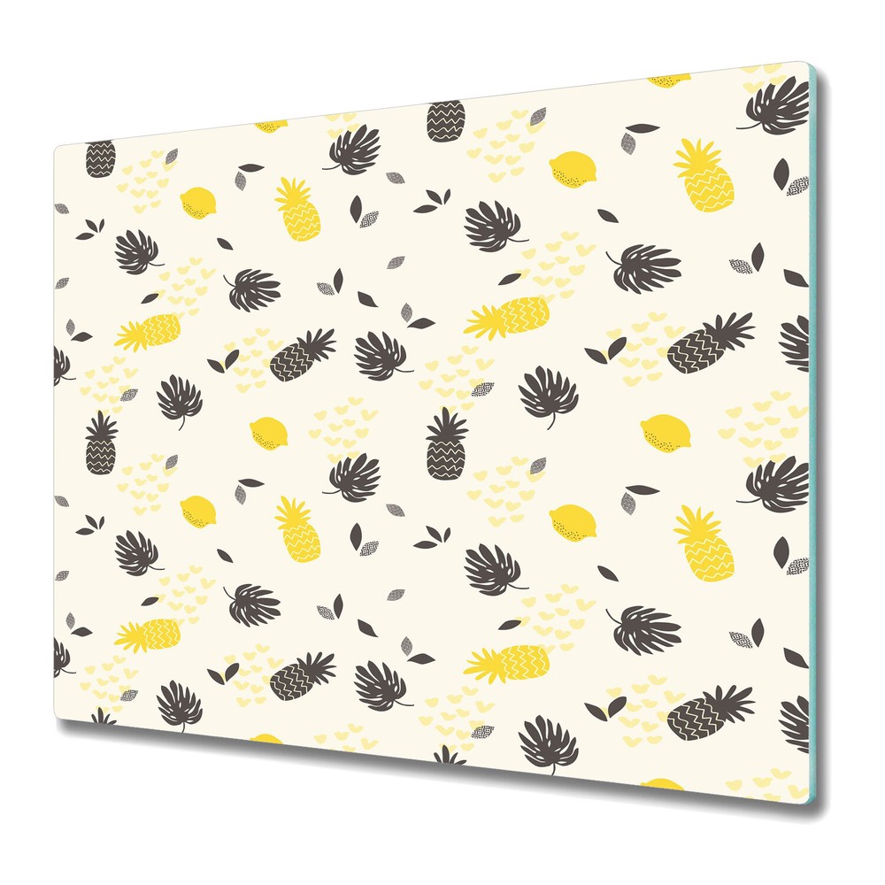 Glass Chopping Board Utensil Worktop Saver Pineapple cover 60x52
