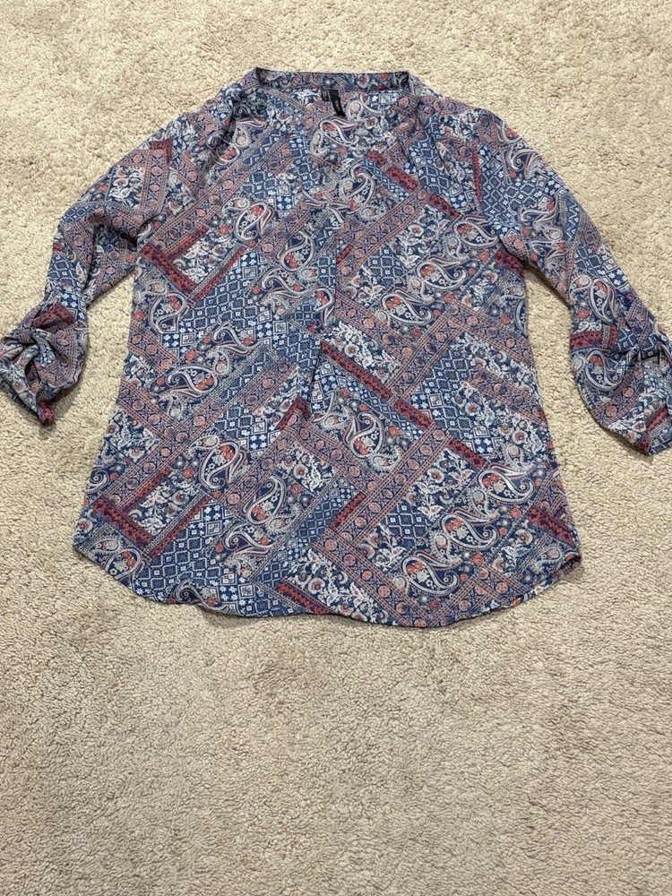 Maurices Womens Shirt Size Small Multicolor Paisley Print Classic Dressy Flowy
