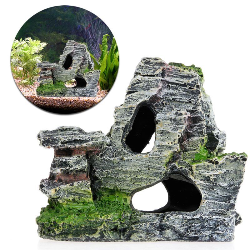 Aquarium Mountain View Stone Rock Cave Fish for Tank Aquatic Pets Hideout Playgr