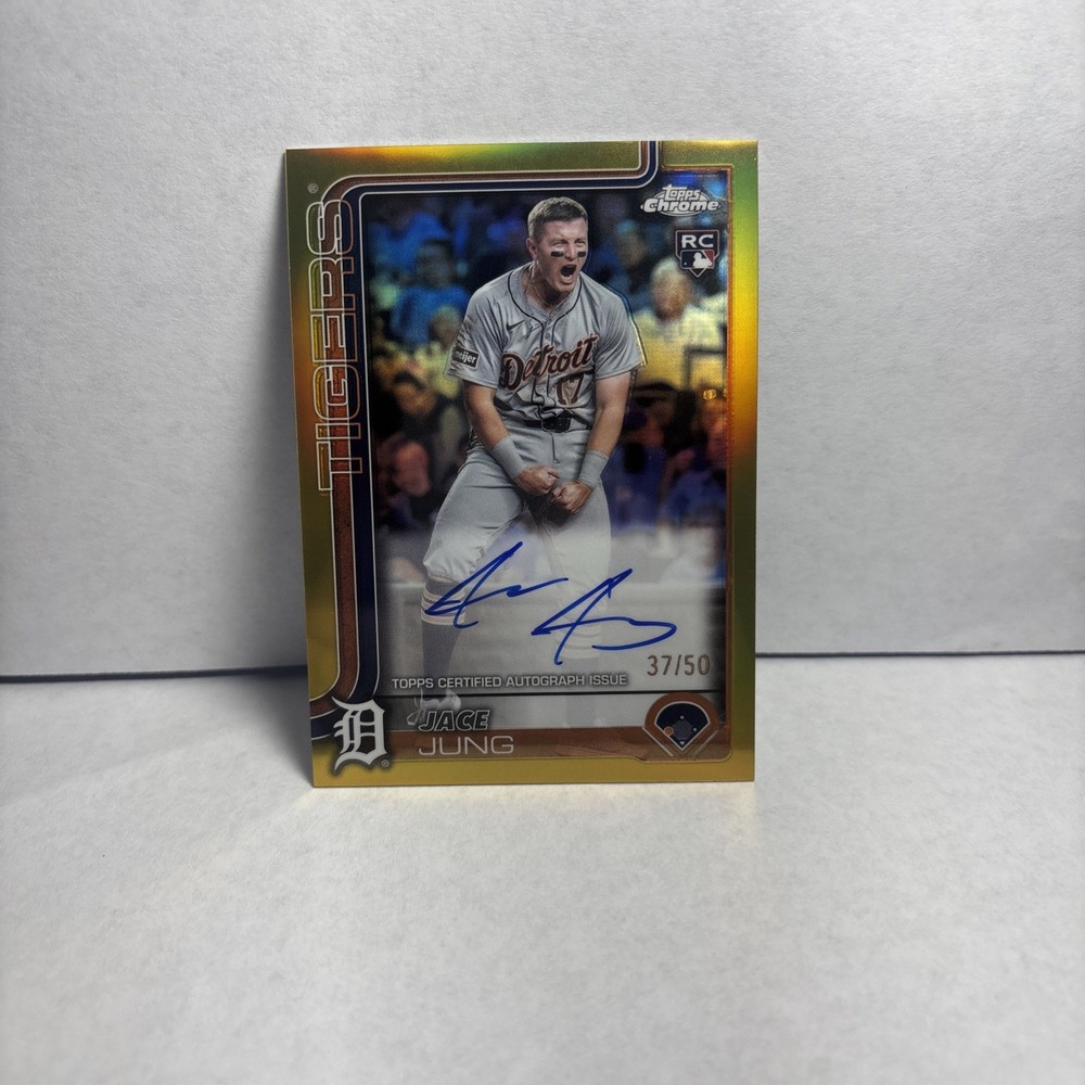 2025 Topps Chrome Jace Jung Rookie RC #RA-JJ True Gold Auto /50 Detroit Tigers