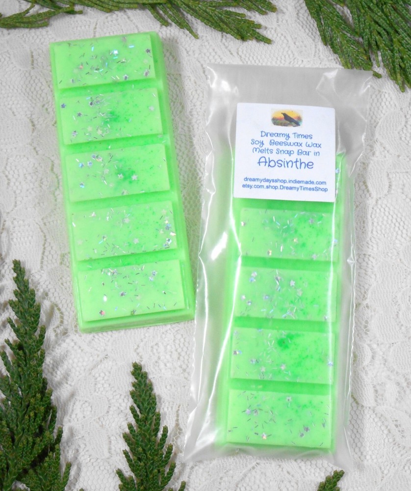 Neon Green Absinthe Soy Wax Tart Melts with Holographic Stars & Glitter-image