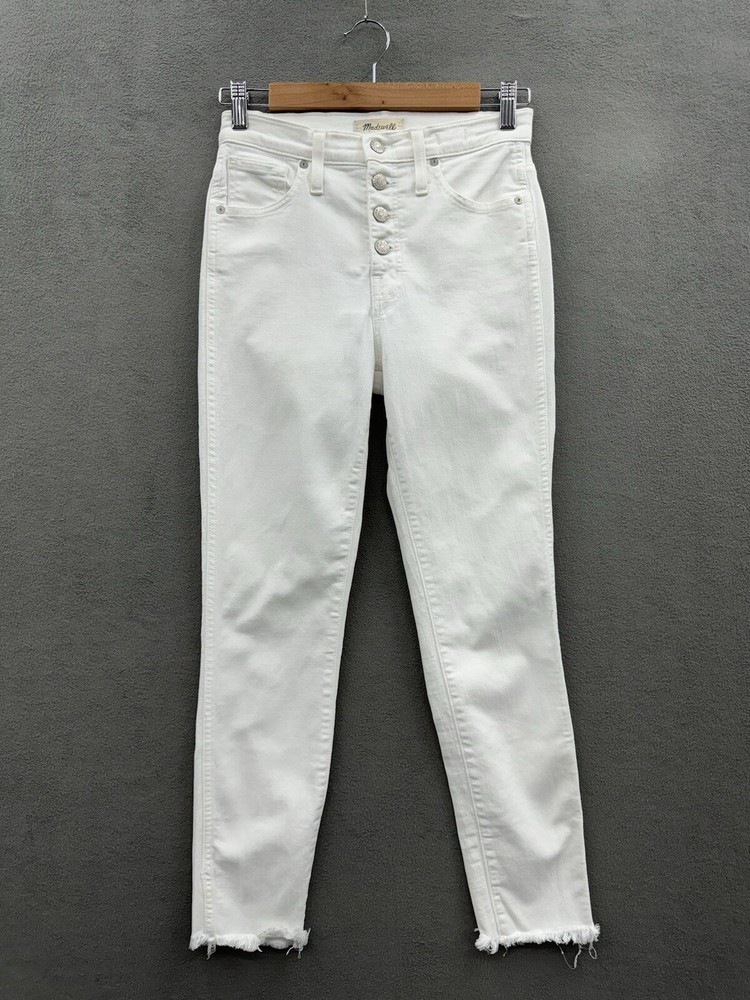 Madewell Women’s 10-Inch High Rise Skinny Crop Jeans in White - Size 25 Stretch Button Fly