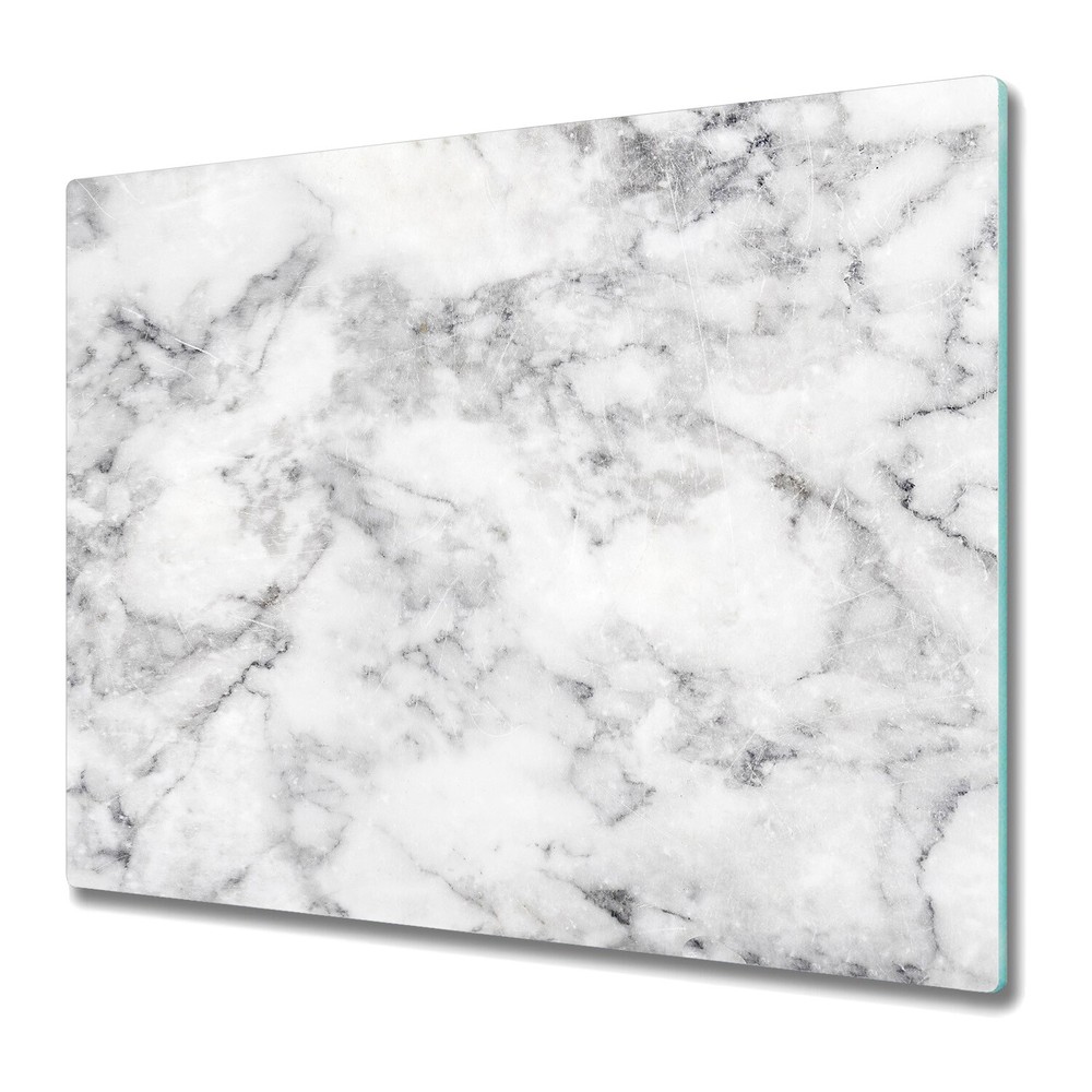 Tempered Glass Worktop Saver Marble white 60x52