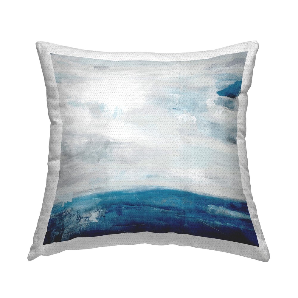 Abstract Blue Ocean Tides Landscape Outdoor Decorative 18x18 Printed Pillow-image