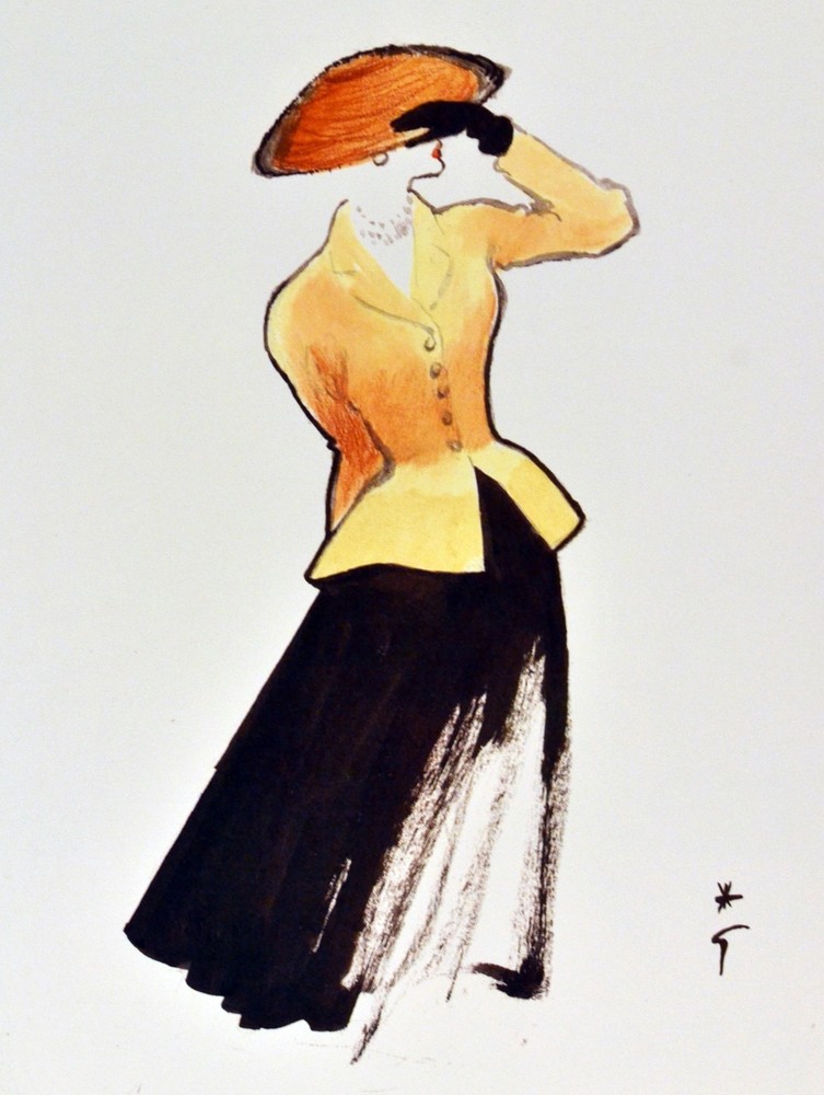 Decoration poster.Interior design Art.Deco Retro fashion girl.Hat.6298