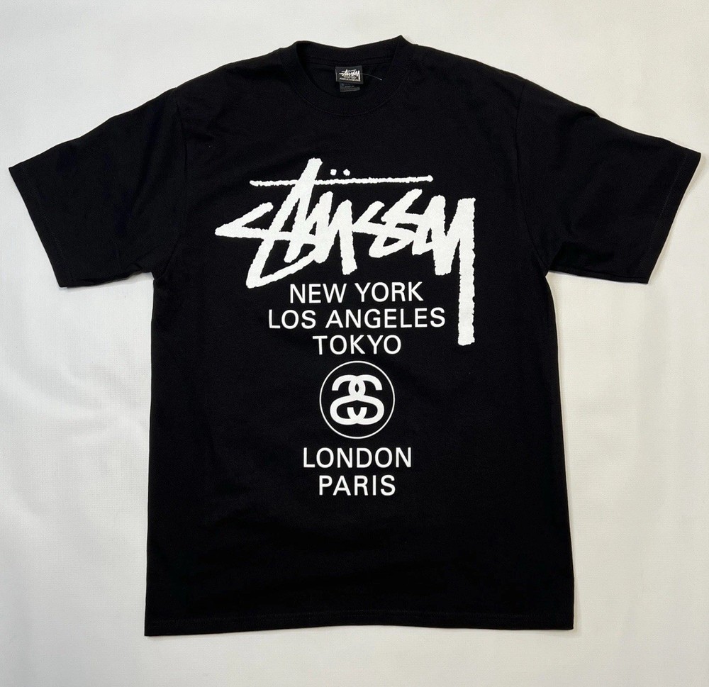 Authentic Stussy World Tour Tee Black Double Sided Logo 2025 Medium