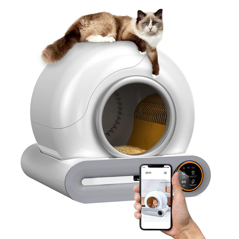Large Self Cleaning Cat Litter Box Automatic Robot 65L Wifi APP Reduce Odor