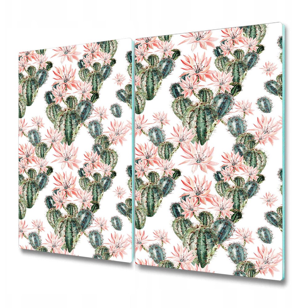 Glass Induction Ceramic Hob Cover Pink opuntia Cactus Bloom Floral Flowers