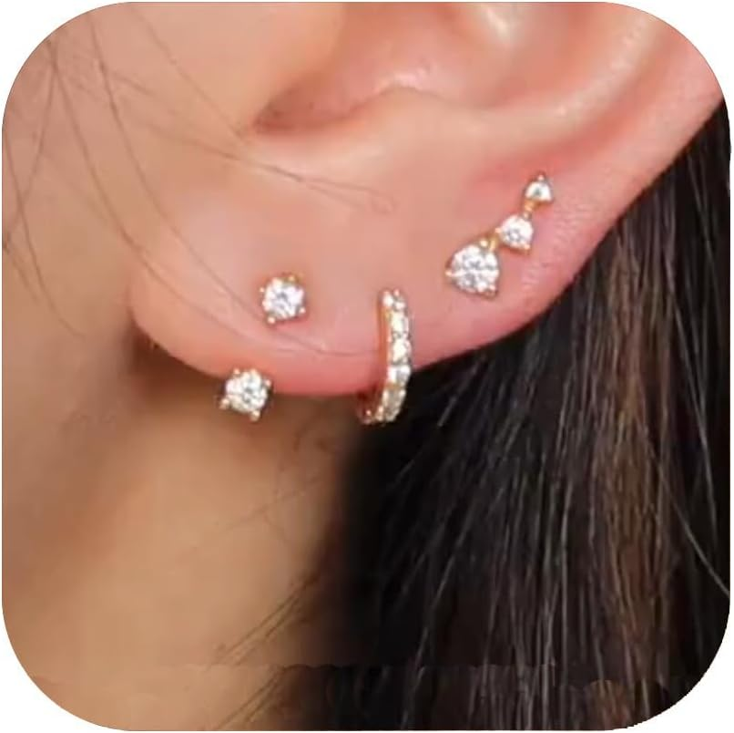 Gold Earrings for Women Trendy 14K Gold Plated Earrings Set Dainty Gold Stud Ear