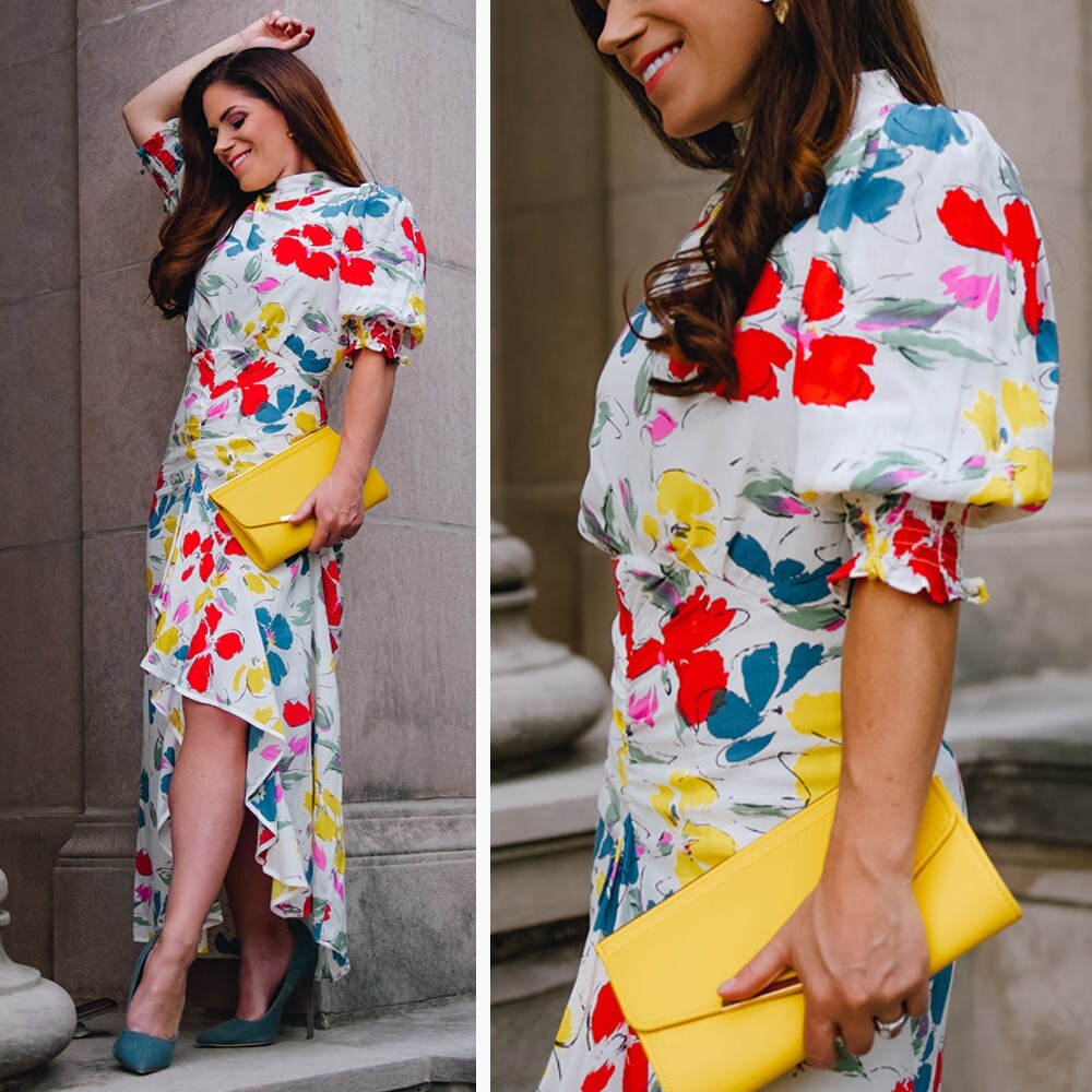 Rixo Target Puff Sleeve Maxi Dress Size 8 Floral Ruffles