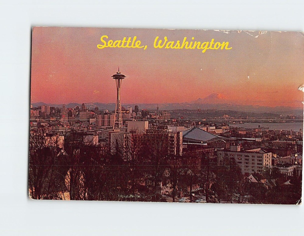 Postcard Sunset On Mount Rainier Seattle Washington USA