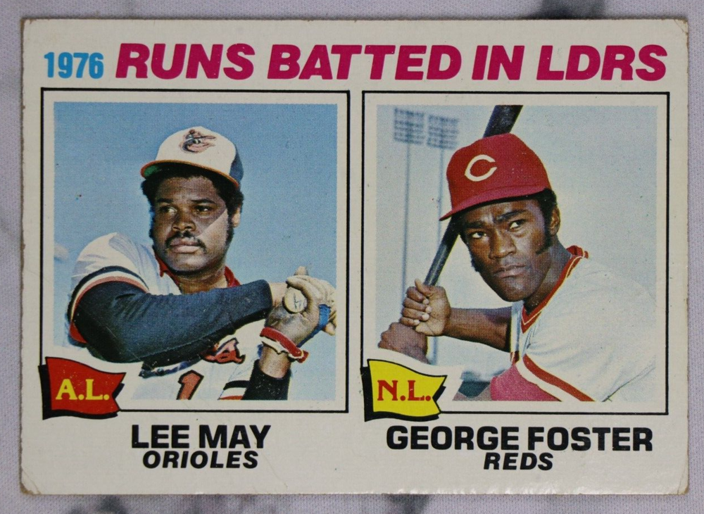 1977 Topps  LEE MAY and GEORGE FOSTER #3 - League Leaders - GOOD COND