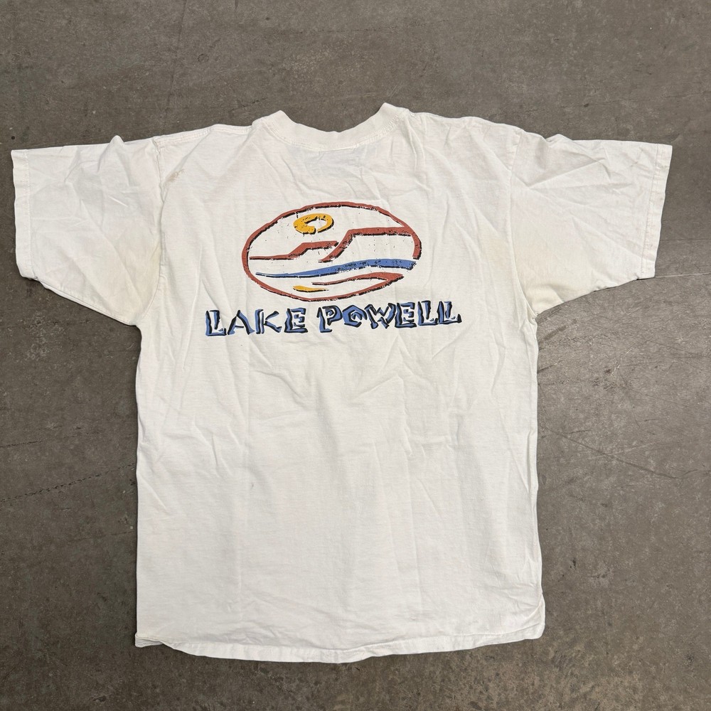 Vintage 1997 Lake Powell Captain T Shirt Mens XL White Gildan Heavyweight 90s