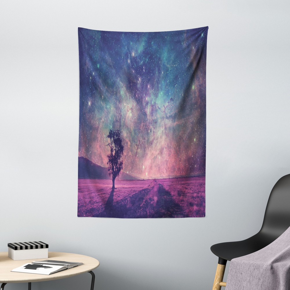 Galaxy Tapestry Lonely Tree Magical View Print Wall Hanging Decor