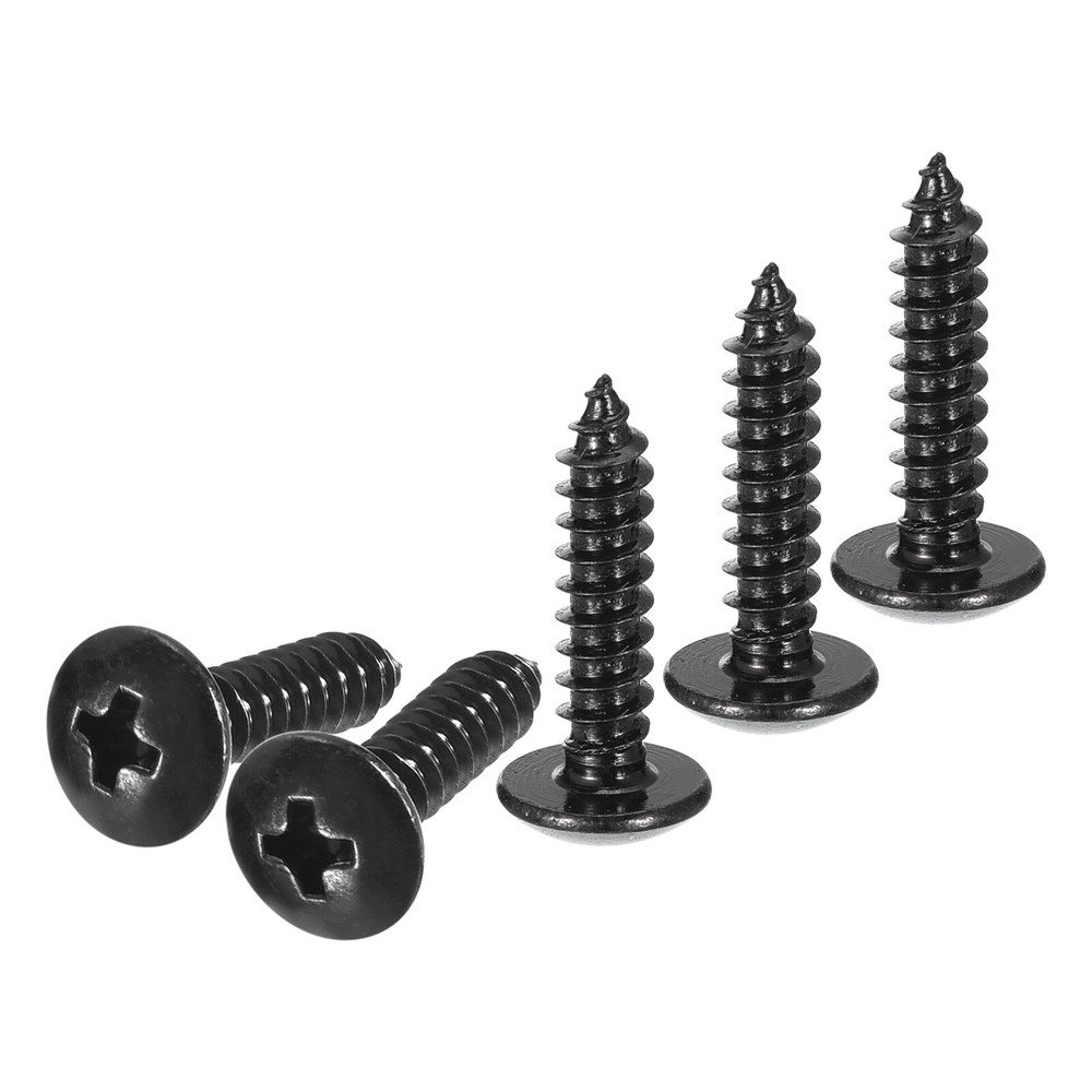 100Pcs #8x3/4 Sheet Steel Phillips Truss Head Self Tapping Tip Wood Screws Black