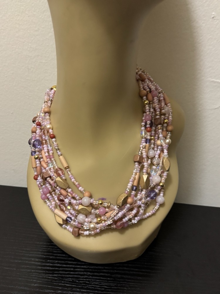 Joan Rivers Collection Pink Multi Strand Glass Bead 18
