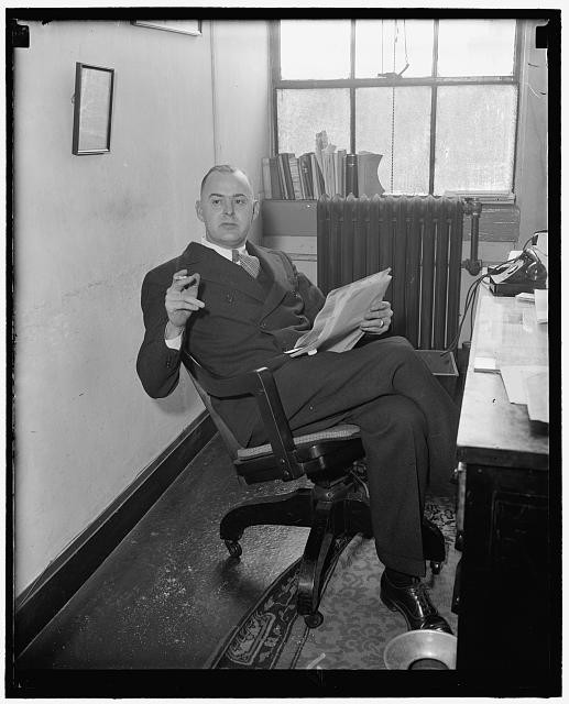 Photo:Unknown Man Office Portrait 1938 1939 Desk Chair Newspaper