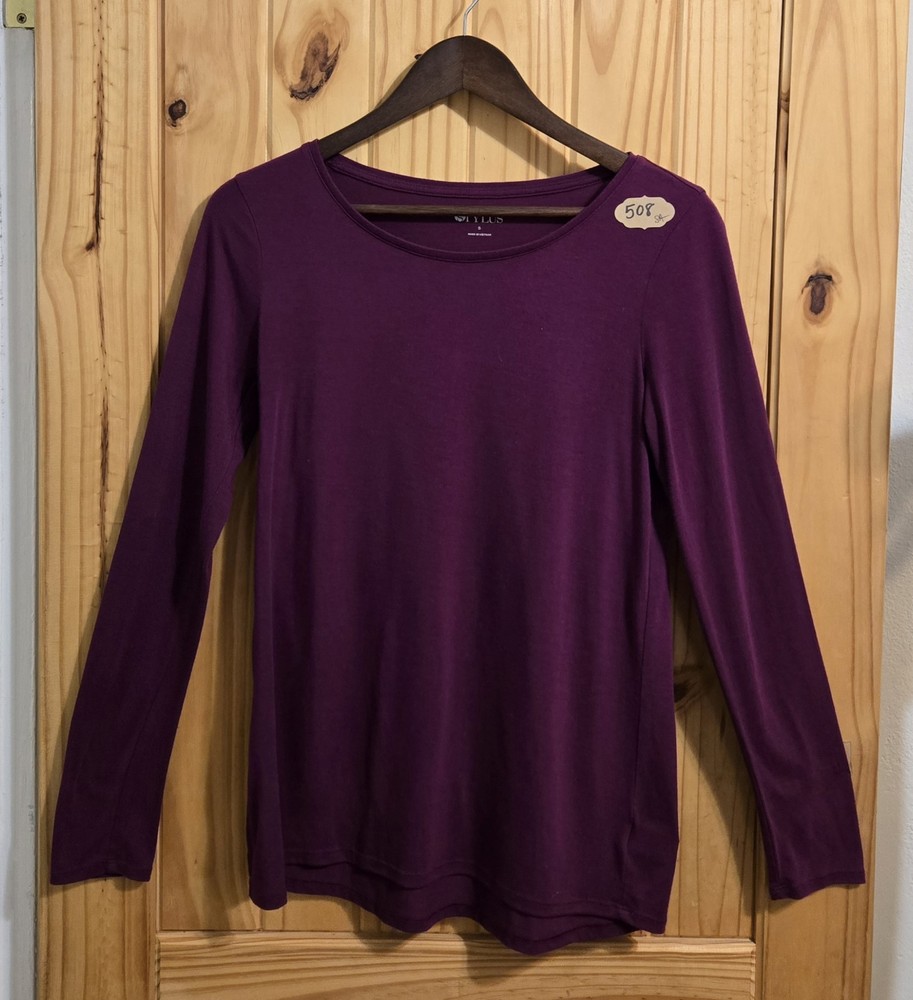 Stylus Women's Long Sleeve T Shirt Size SM Plum Purple Crew Neck Pullover TopPreppy T Shirt Plum 90s