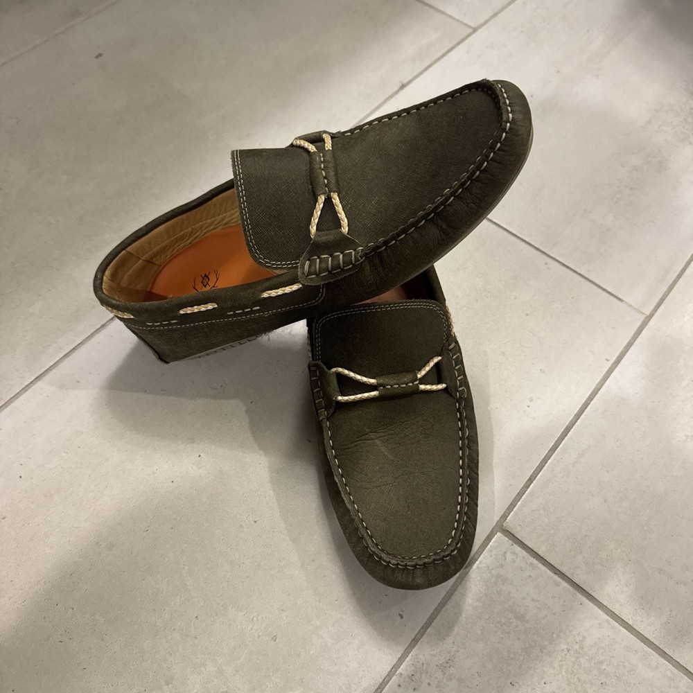 Mens Size 9M Martin Dingman Bermuda Nubuck Braided Bit Driving Loafers green