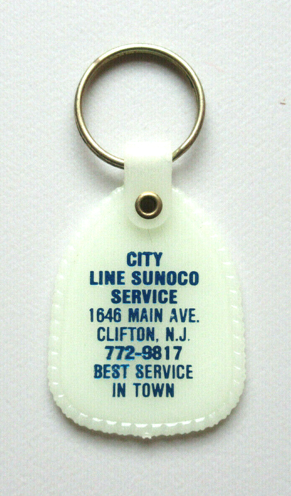 VINTAGE CITY LINE SUNOCO SERVICE GAS STATION CLIFTON, NJ ADVERTISING KEYCHAIN
