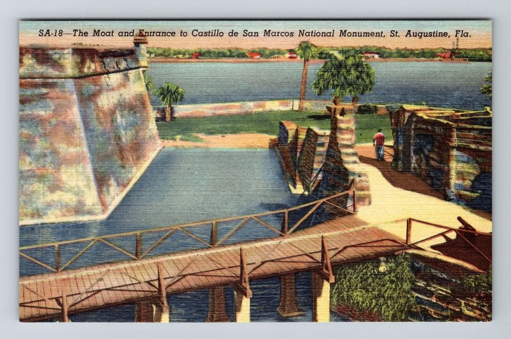 St Augustine FL-Florida, Entrance Castillo de San Marcos Natl, Vintage Postcard