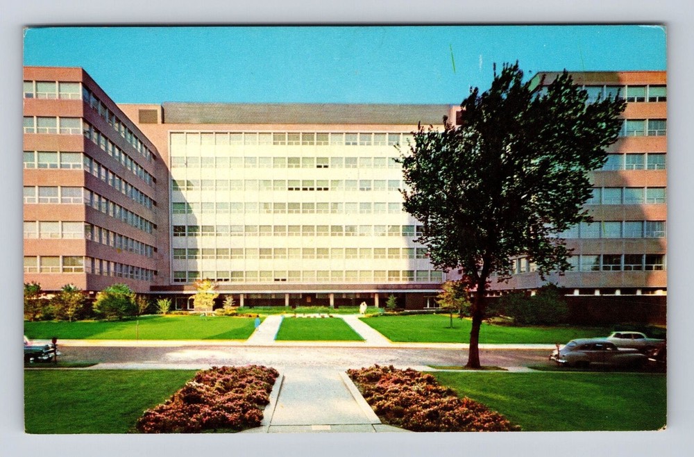 Springfield IL-Illinois, State Office Building, 1950's Car Vintage Postcard