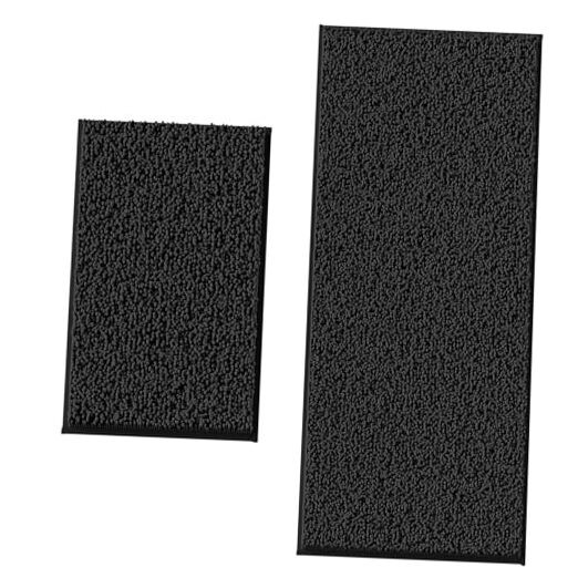2-Piece Thick Chenille Bathroom Rug Set - Black 60x24 + 32x20 Inches