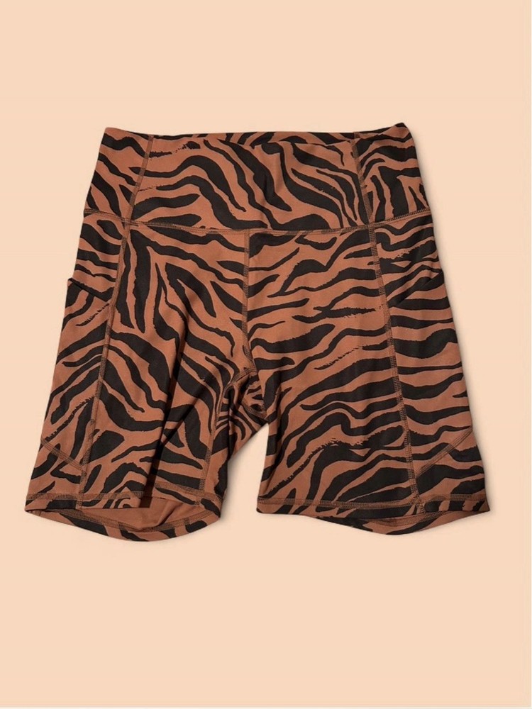 Fabletics Zebra Print Biker Shorts Size Medium