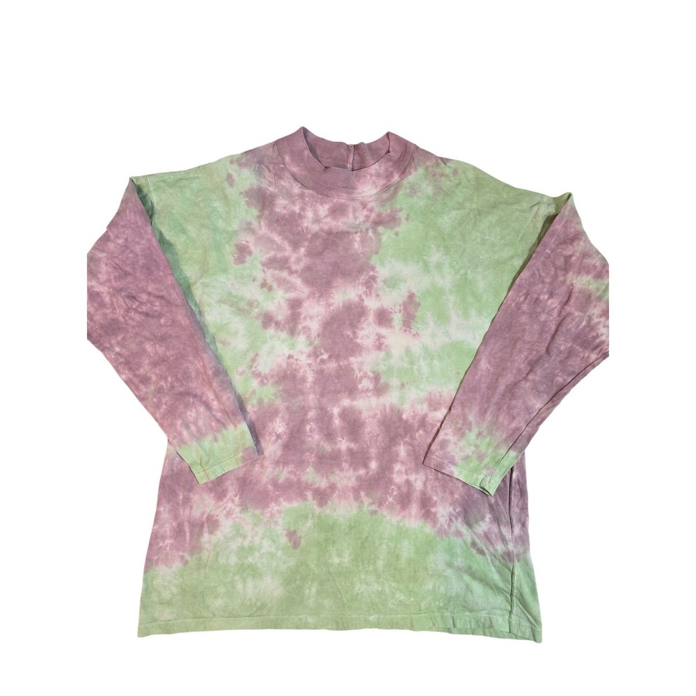 WE THE FREE Tie Dye Long Sleeve Mock Neck Tunic Top Oversize  XS Green Pink