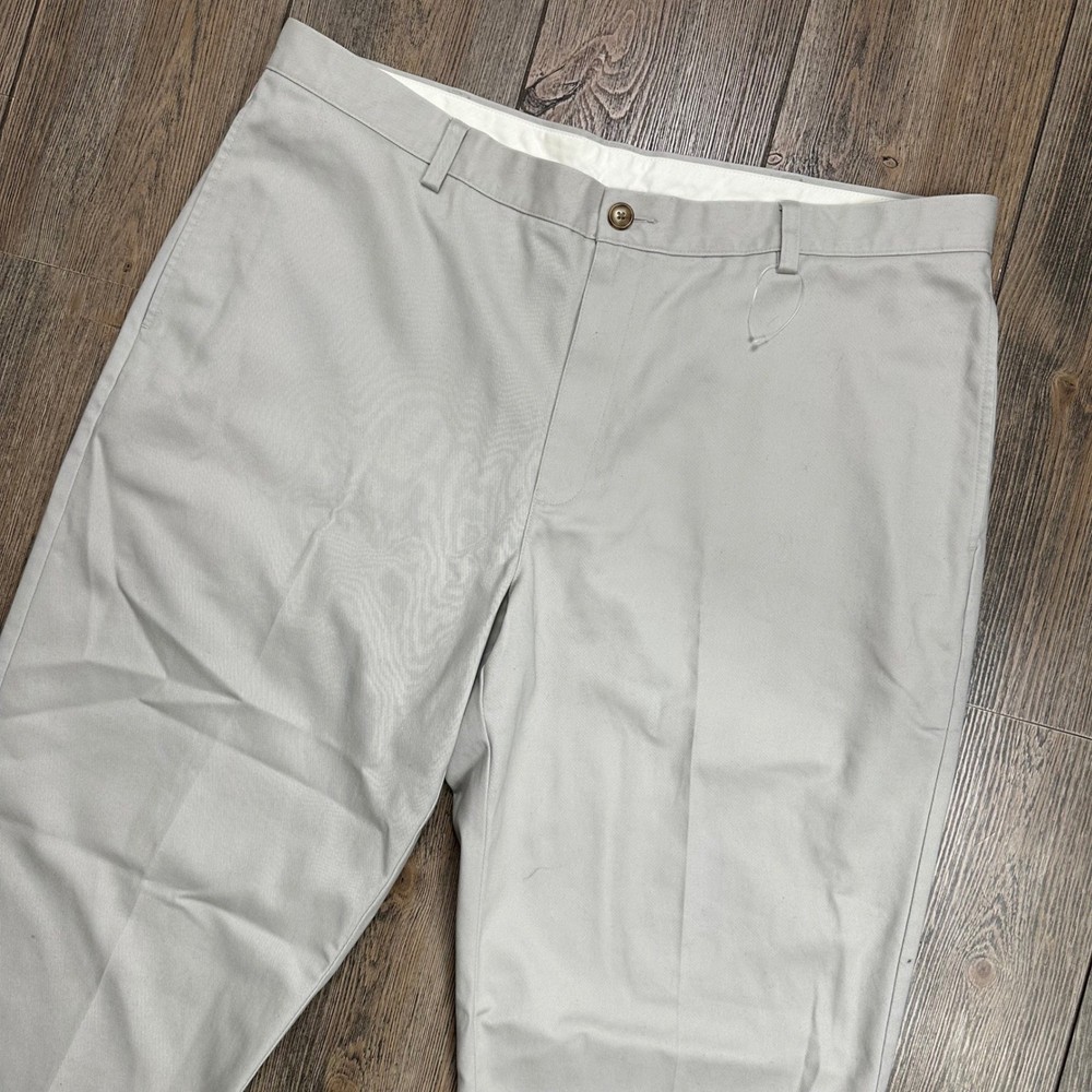 L.L. Bean Wrinkle-Free Double L Chinos Mens 40x30 Gray Khaki Cotton Pants 212330