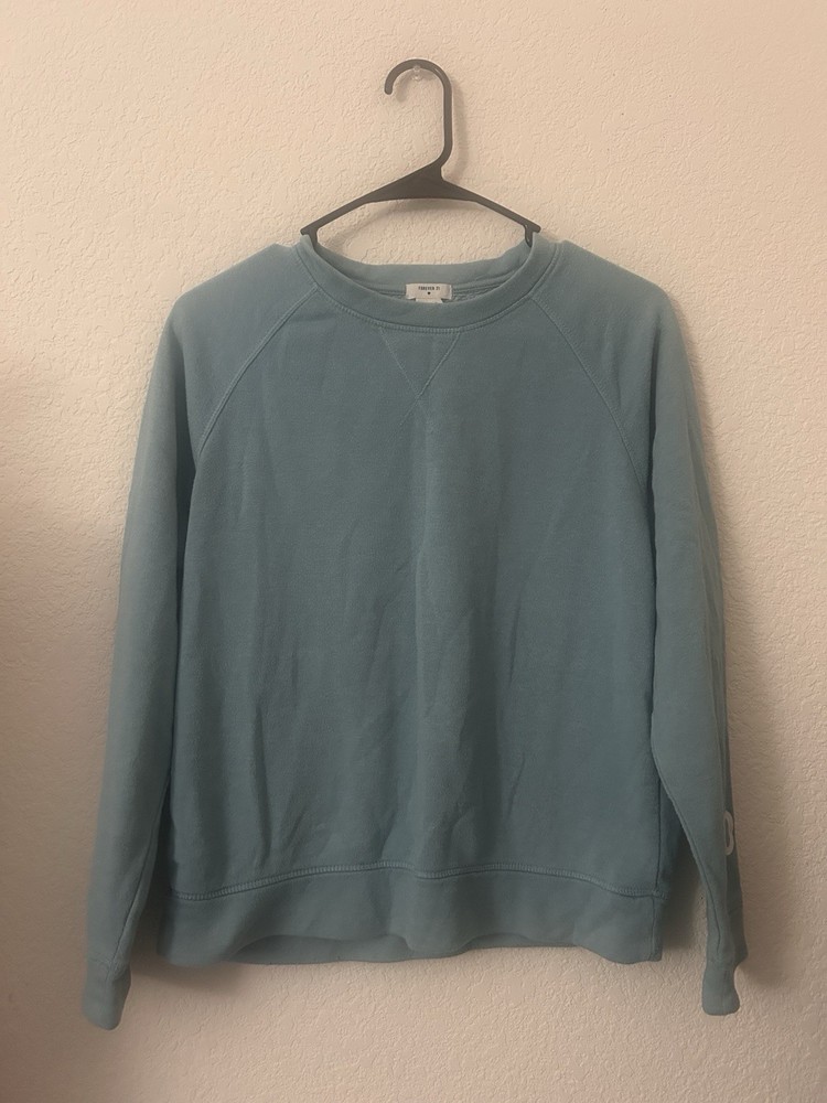 Forever 21 Women’s  Crewneck Sweatshirt – Blue, Size S Graphic Sleeves