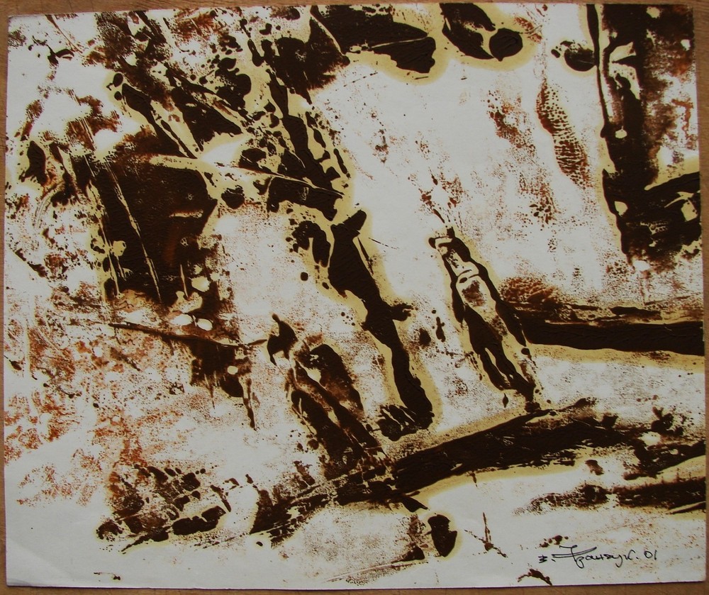 Ukrainian Soviet monotype monoprint graphic abstract non-objective art-image