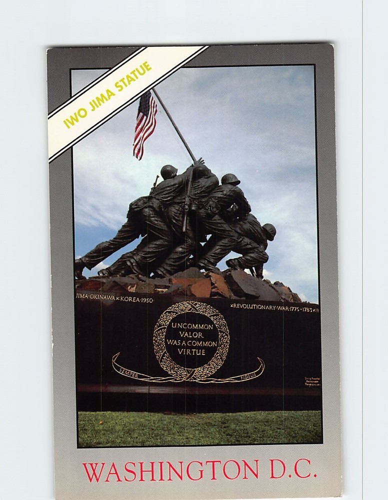 Postcard Iwo Jima Statue US Marine Corps War Memorial Washington DC USA