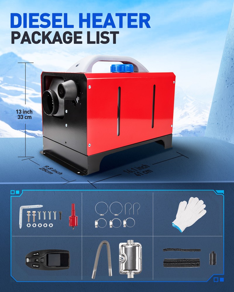 New 12V 5KW Diesel Air Heater with Accessories LCD Remote Control Free Fast Ship