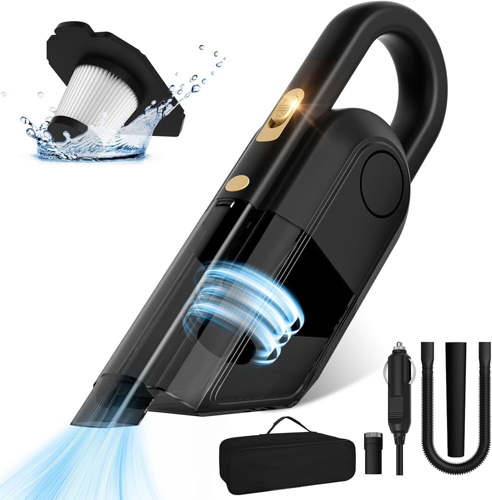 JUSTTOP 12V High Power Mini Handheld Car Vacuum Cleaner in Black