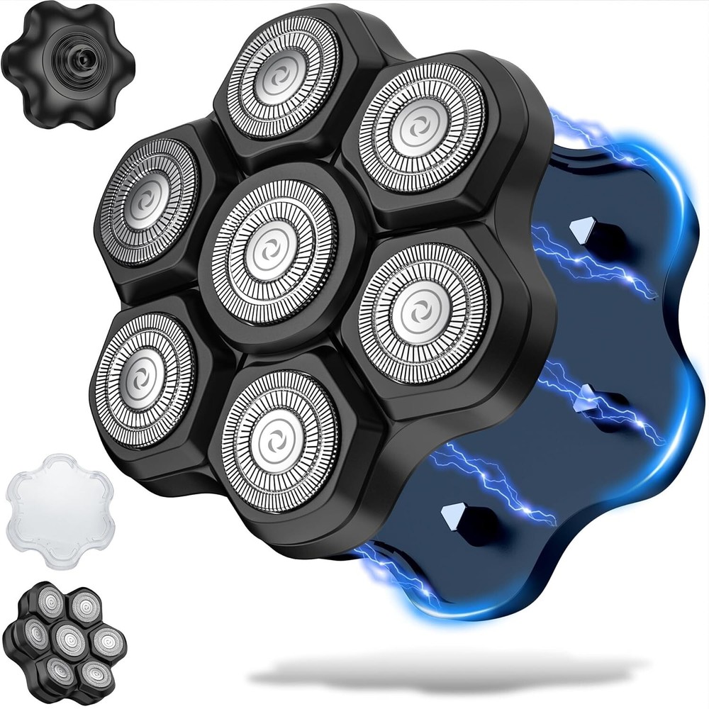 Magnetic Rotary Shaver Replacement Heads 7 Double Ring Waterproof Blades for Smooth Shaving