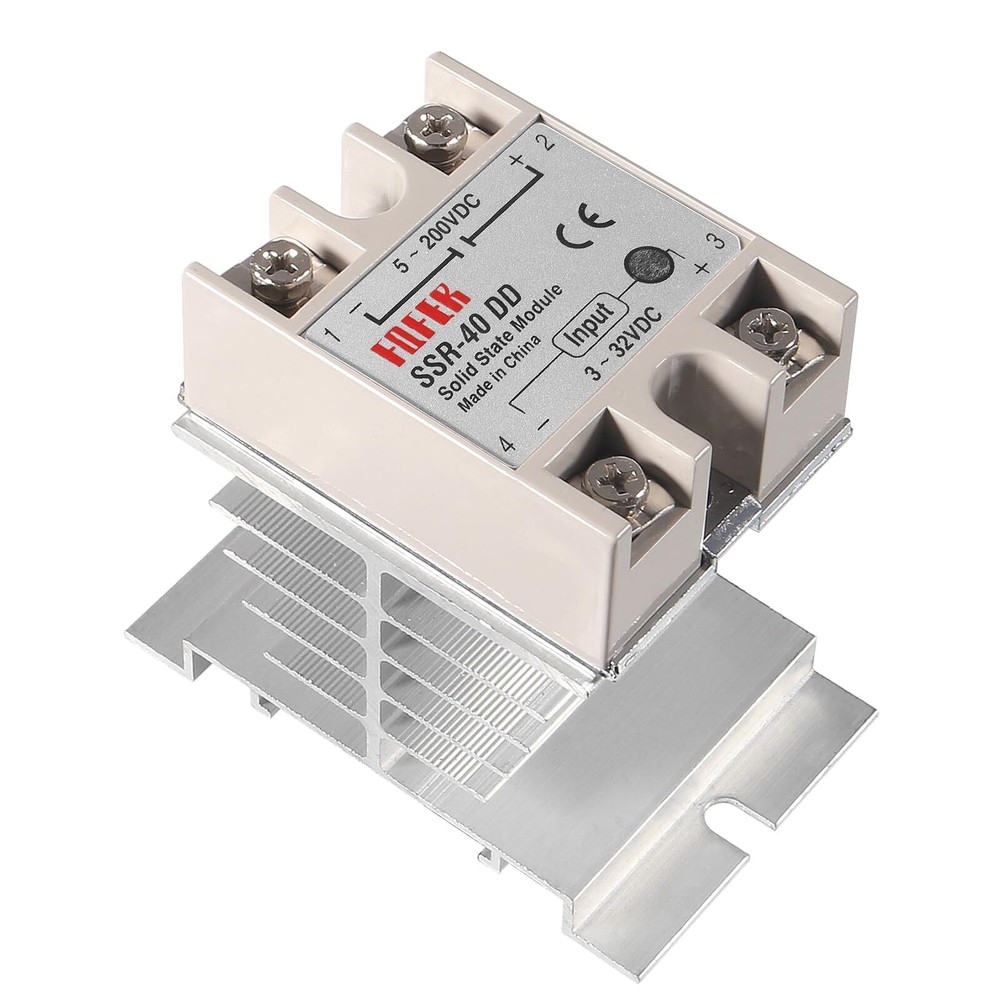 SSR-40DD Solid State Relay 40A DC to DC Input 3-32V Output 5-200V with Heat Sink
