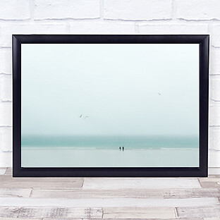 tristesse Turquoise Teal Beach Water Sea Ocean Horizon Couple Pair Art Print