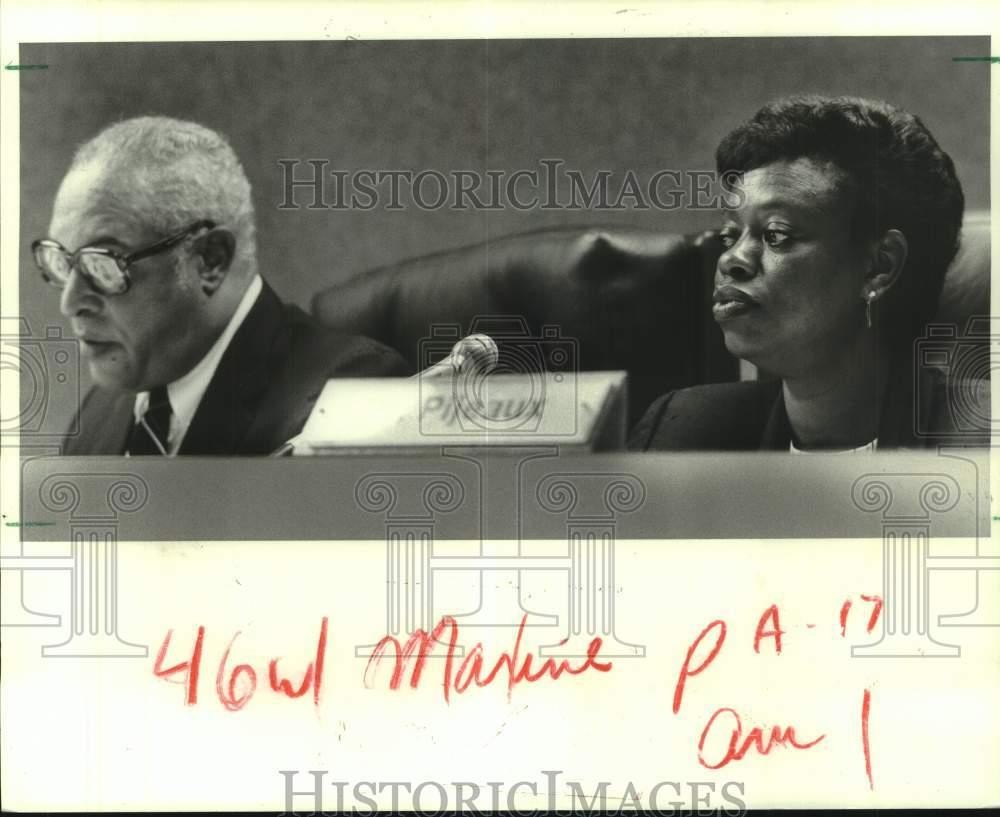 1985 Press Photo Orleans Parish School Board-Everett Williams, Maxine Pijeaux