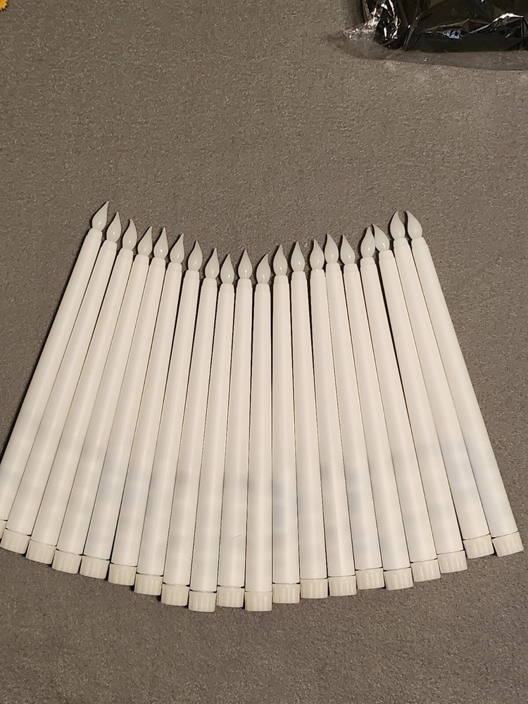 20-Pack 10-Inch White Battery Taper Candles Flameless LED