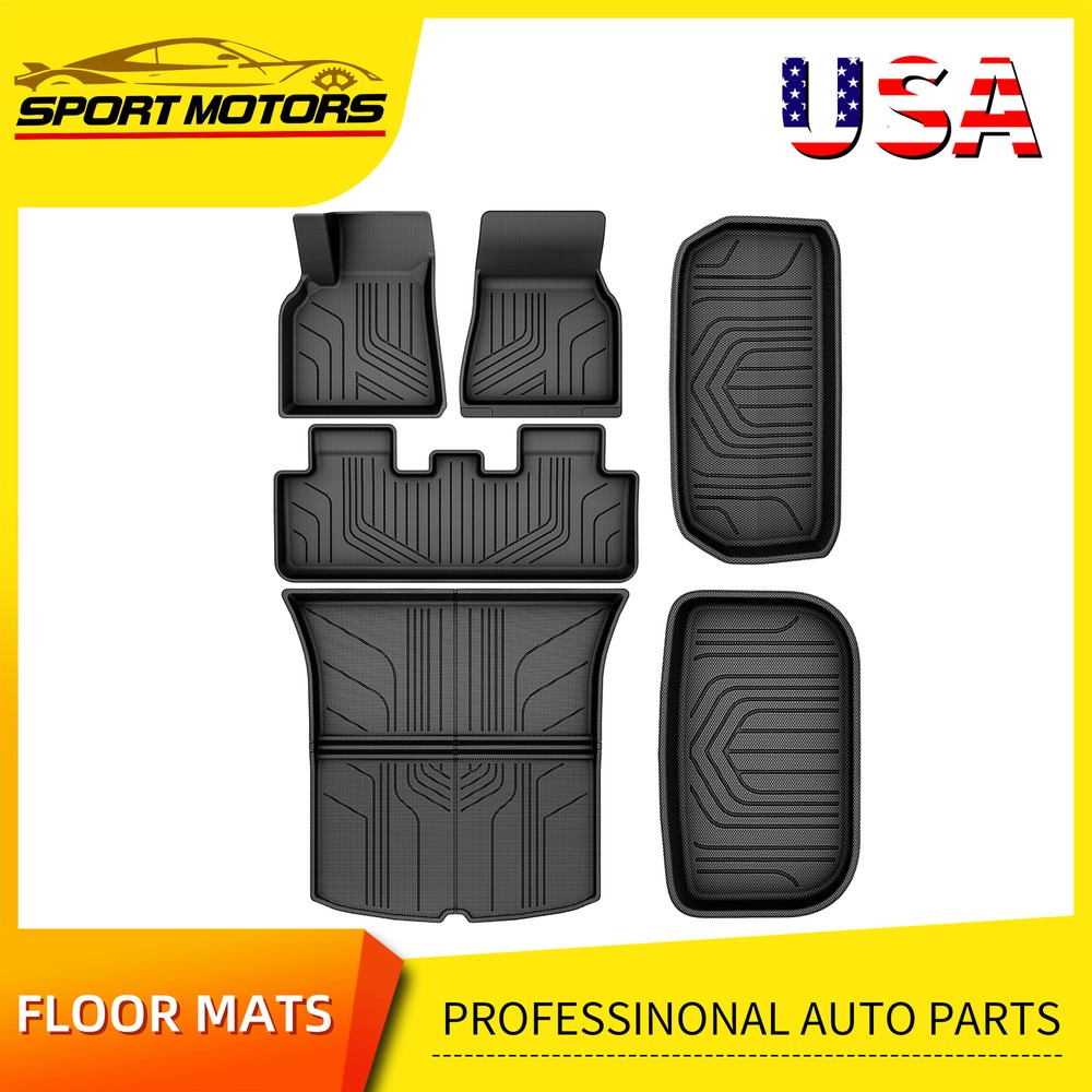 Floor Mats Cargo Liner 3D Full Mats Set for 2020-2024 Tesla Model Y All-Weather