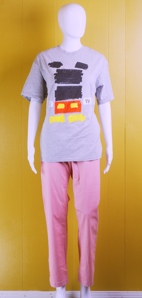 Disney Mickey Mouse Brushed Abstract Graphic T Shirt Gray Size Large-image