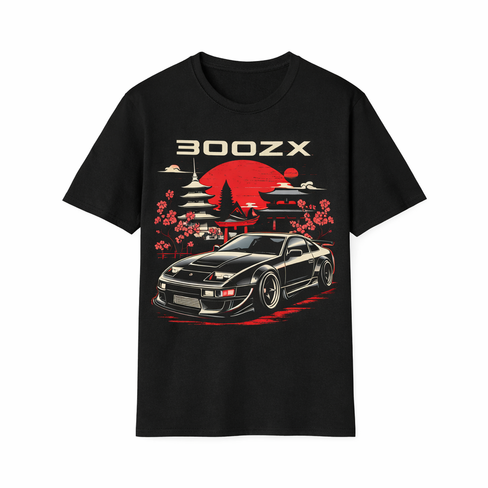 300ZX JDM Tokyo Pagoda Cherry Blossom Night Retro Unisex Graphic Tee