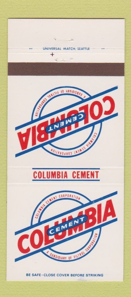 Matchbook Cover - Columbia Cement 30 Strike
