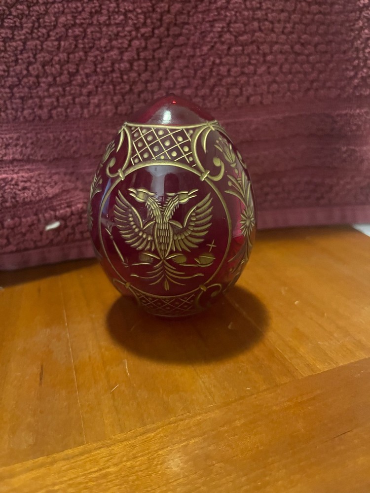Vintage Russian Ruby Red Imperial Faberge Egg 4
