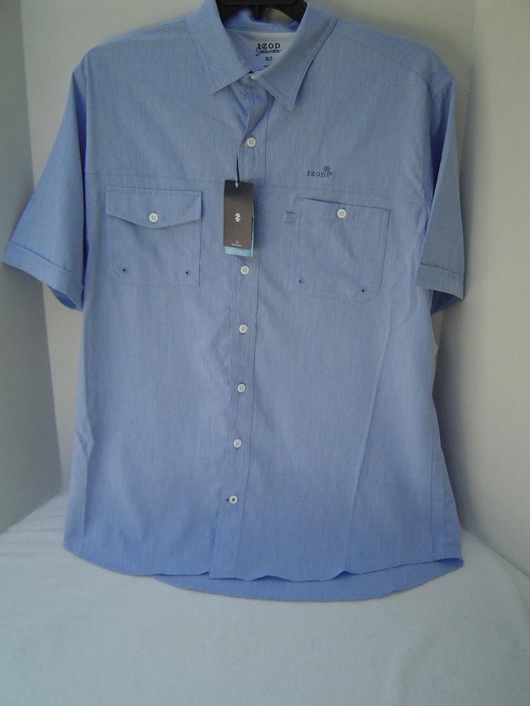 New Mens Izod Big&Tall Cornflower Blue Short Sleeve Shirt  Size Xlt