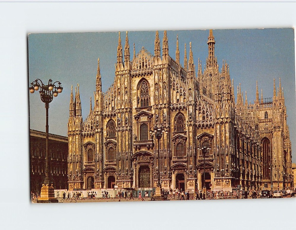 Postcard The Cathedral from across the Piazza del Duomo Milan Italy