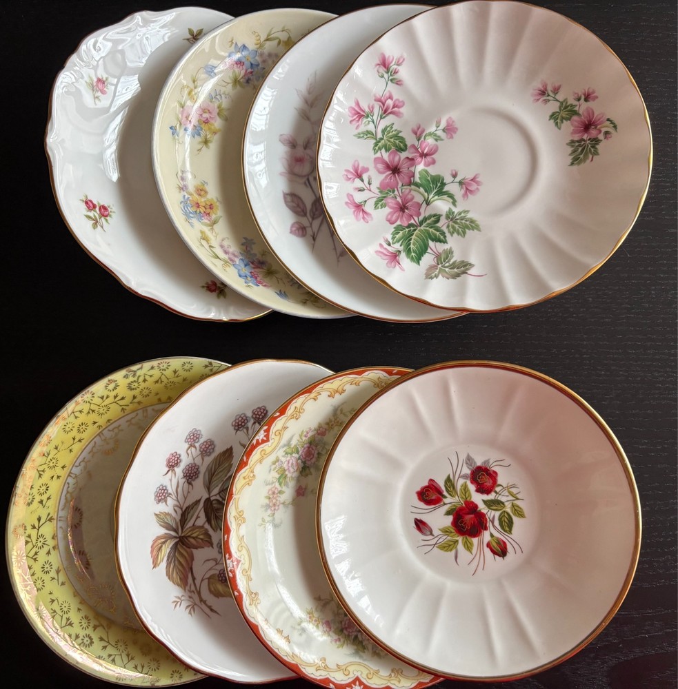 Lot of 8 Vintage Mismatched China Saucers Various Brands England Japan Germany